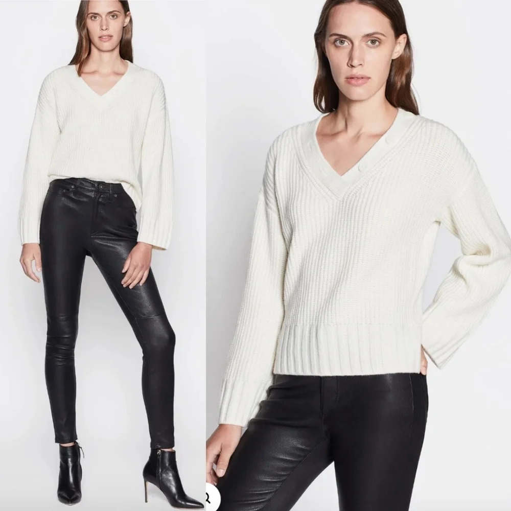 Equipment Nigel Sweater in Ivory Button Cashmere